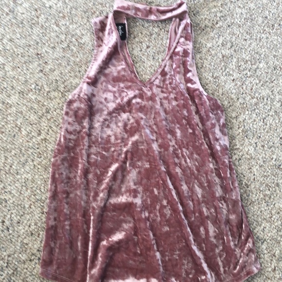 Tops - Blush-rosey crushed velvet halter top